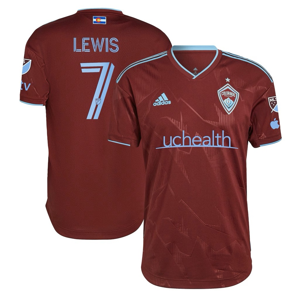 Colorado Rapids Jonathan Lewis adidas Burgundy 2023 Club Authentic Player Jersey